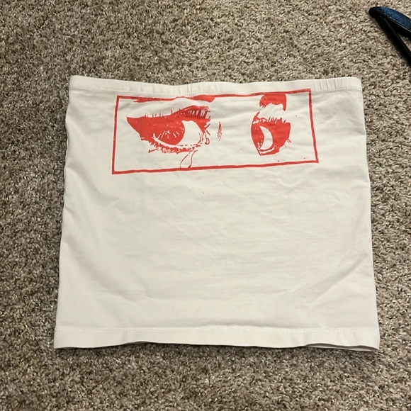 Princess Polly Tops - Princess Polly White Tube Top with Red Graphic